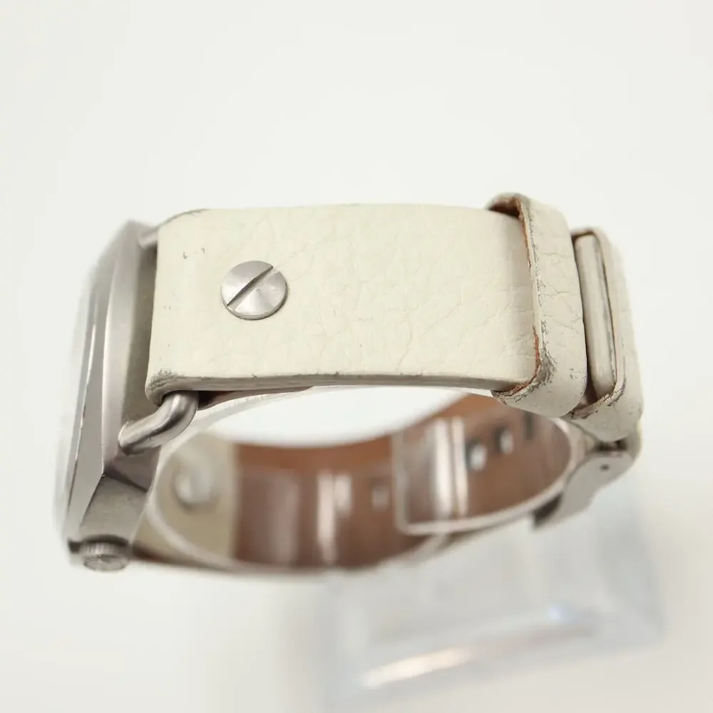 Diesel Mens 40mm Day Date Pink Silver Watch White Leather DZ5090 w New Battery